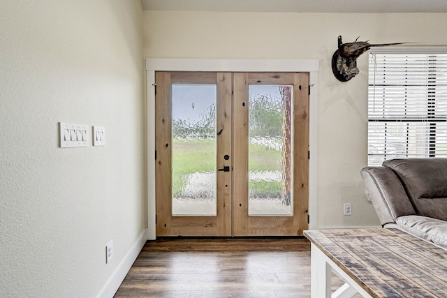 doorway to outside featuring dark hardwood / wood-style flooring and french doors