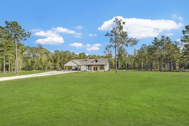 view of front of home with a front yard