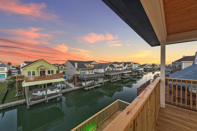 dock area featuring a water view