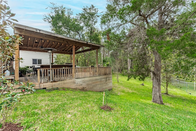 view of yard with a deck