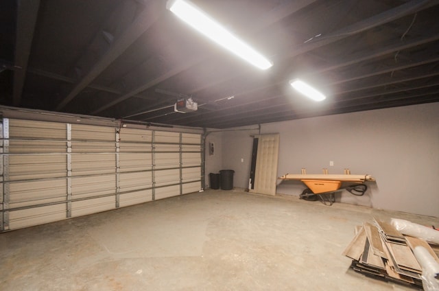 garage with a garage door opener