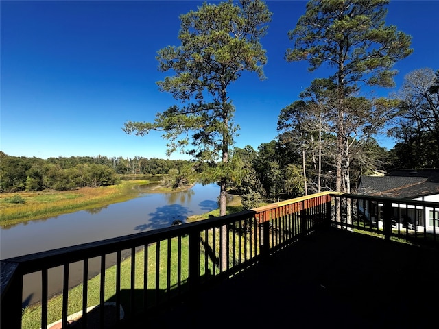 deck with a water view