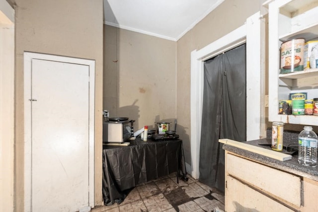 kitchen featuring crown molding