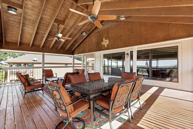 1464 Lakeside Dr W, Canyon Lake, TX 78133 - wooden terrace with ceiling fan