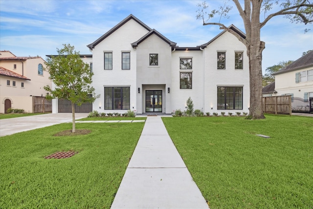 view of front of property featuring a front yard