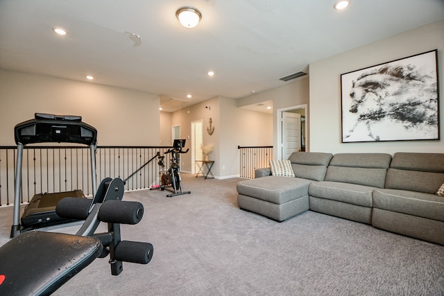 exercise area with carpet flooring