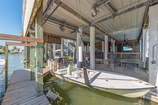 dock area featuring a water view