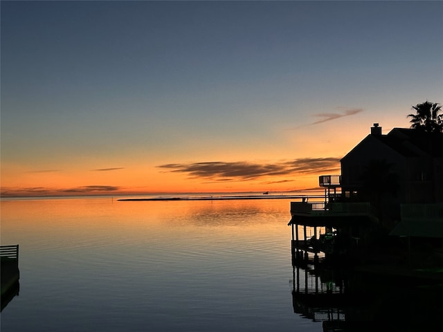 view of water feature featuring a dock