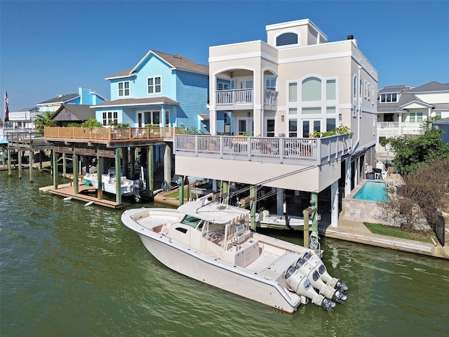 view of dock featuring a water view