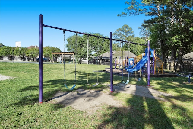 view of play area featuring a yard