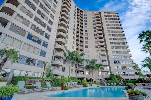 view of pool featuring a patio area