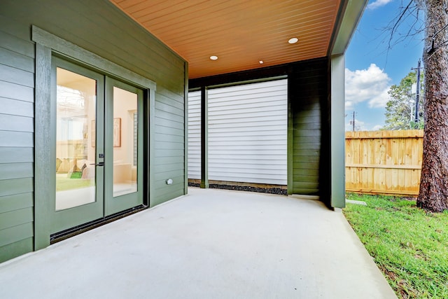 view of patio featuring french doors