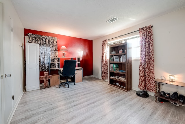 office area featuring light wood-type flooring