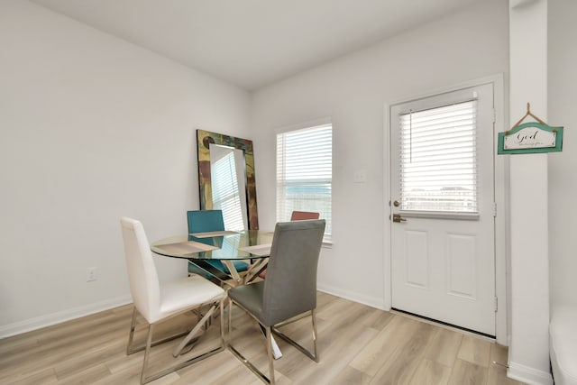 dining room with light hardwood / wood-style flooring