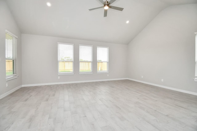 14906 Rural Ridge Rd, Cypress, TX 77429 - spare room with vaulted ceiling, ceiling fan, plenty of natural light, recessed lighting, and light wood-style flooring
