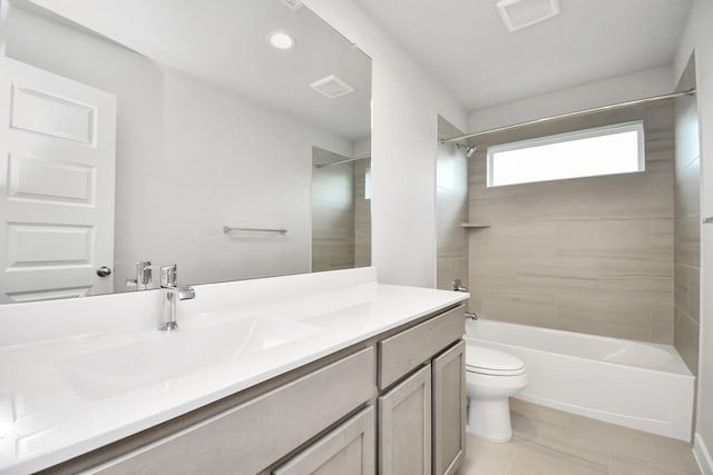 14906 Rural Ridge Rd, Cypress, TX 77429 - bathroom with vanity, shower / tub combination, and recessed lighting