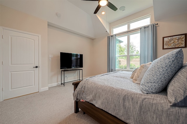 bedroom featuring carpet flooring and ceiling fan