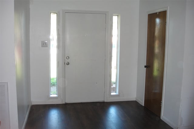 foyer featuring a healthy amount of sunlight and dark hardwood / wood-style flooring