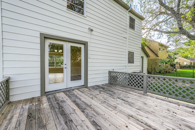 wooden deck with french doors