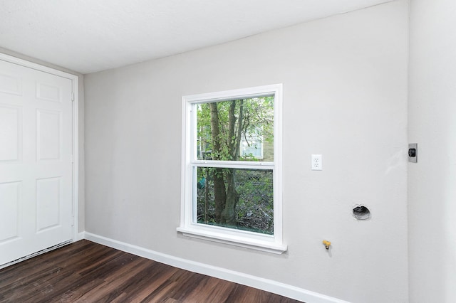 interior space with dark wood-type flooring