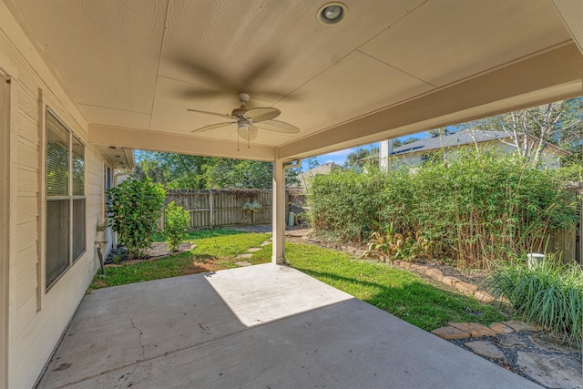 view of patio with ceiling fan