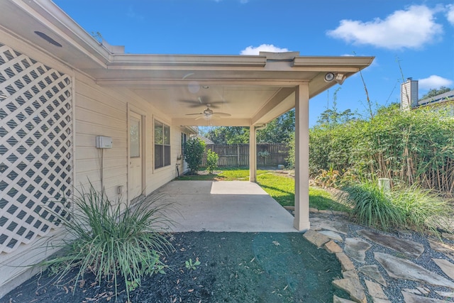 view of patio with ceiling fan