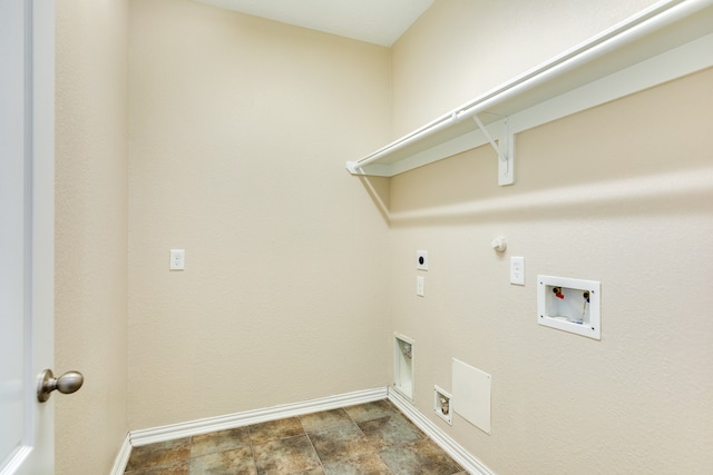 washroom with gas dryer hookup, washer hookup, and hookup for an electric dryer