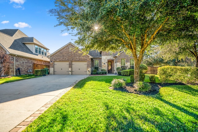 front of property featuring a front lawn and a garage