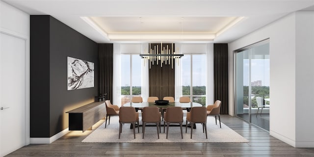 2240 Mimosa Dr Unit 5W, Houston, TX 77019 - dining space featuring a wealth of natural light, a notable chandelier, and a raised ceiling