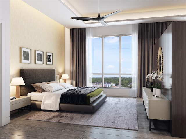 2240 Mimosa Dr Unit 5W, Houston, TX 77019 - bedroom with ceiling fan and wood-type flooring