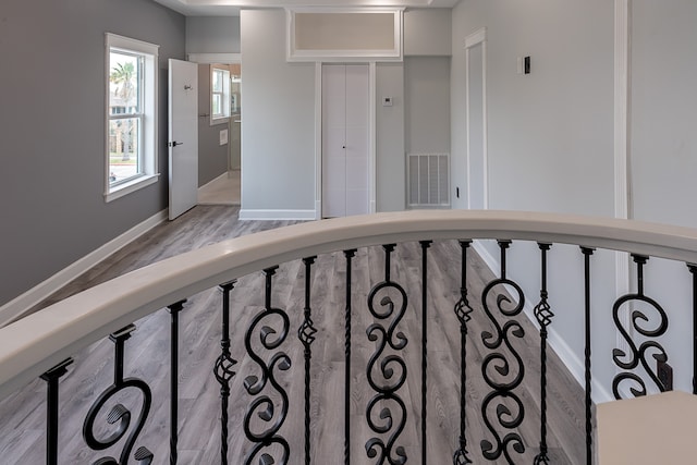 interior space with light hardwood / wood-style flooring