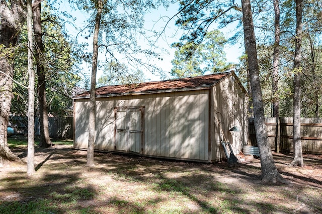 exterior space with a storage unit