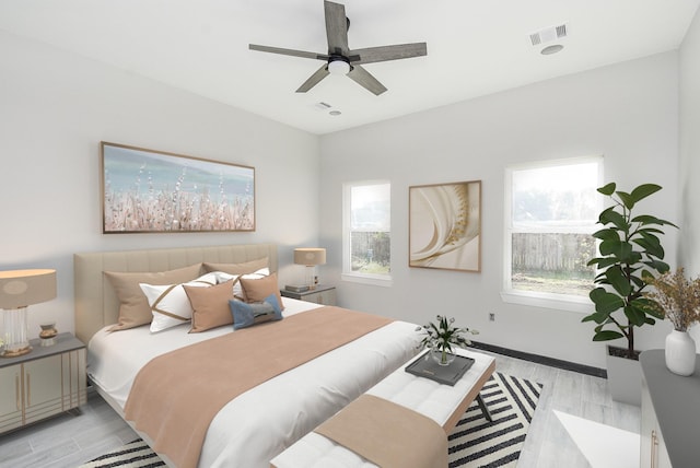 209 Silverleaf Rd, Sweeny, TX 77480 - bedroom with light wood-style floors and ceiling fan