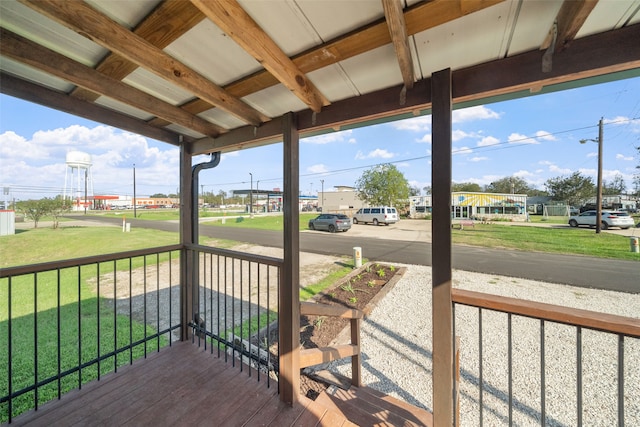 wooden terrace with covered porch