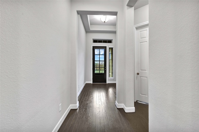 entryway with dark hardwood / wood-style floors