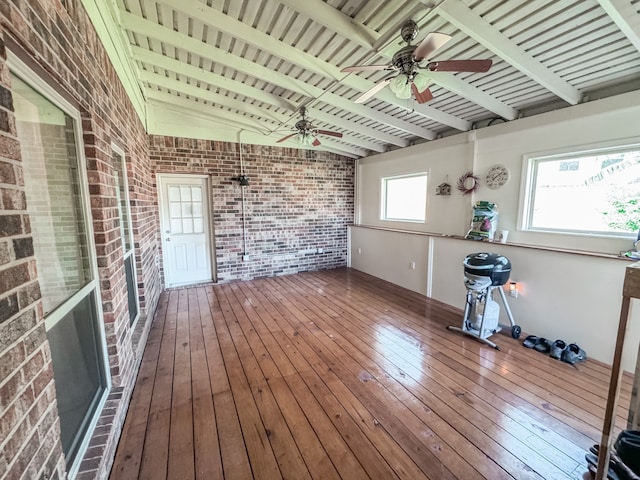 interior space featuring ceiling fan