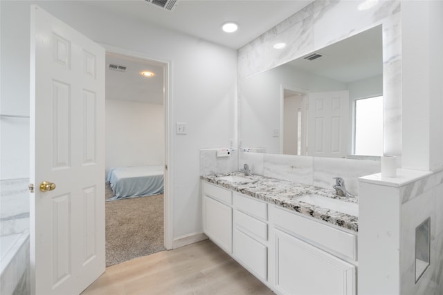 bathroom featuring wood-type flooring and vanity