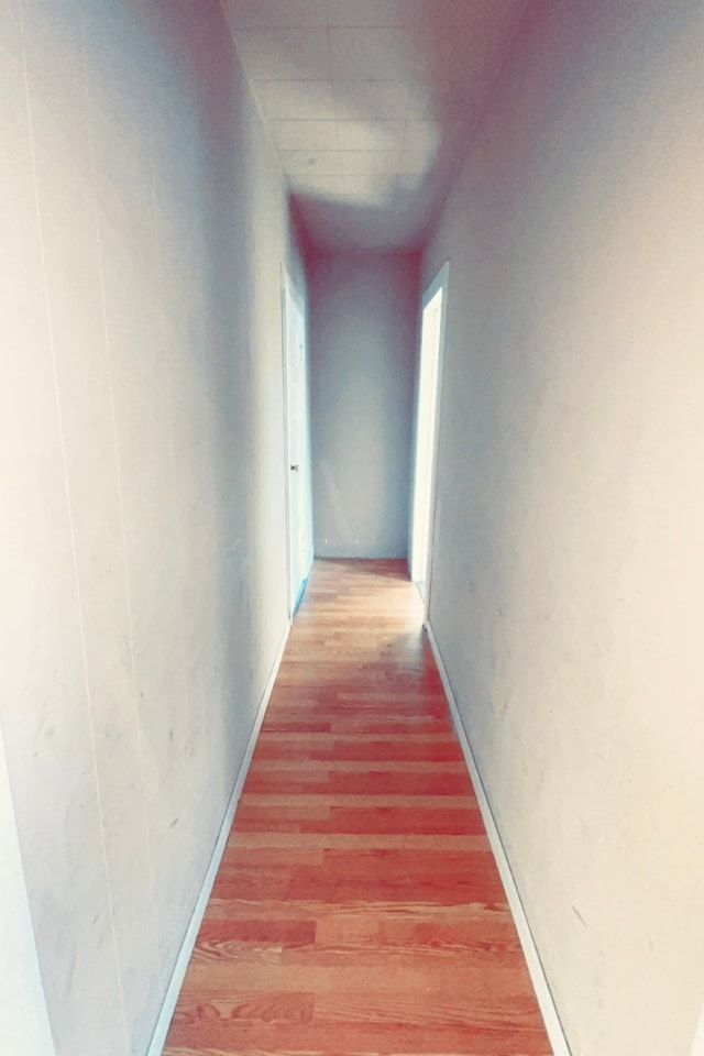 corridor with light hardwood / wood-style flooring