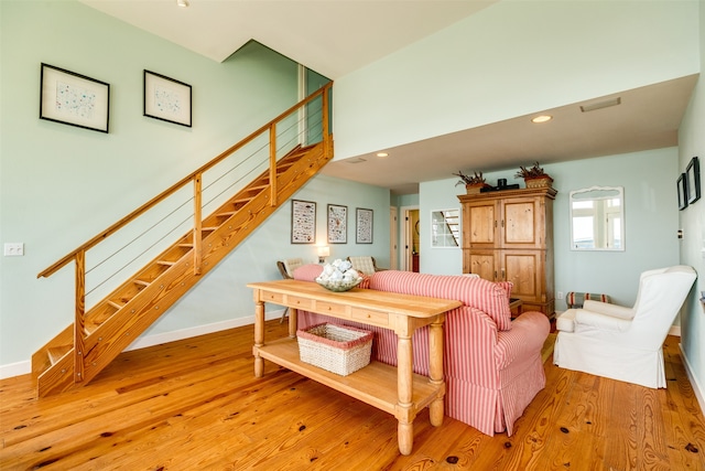 living room featuring light hardwood / wood-style flooring