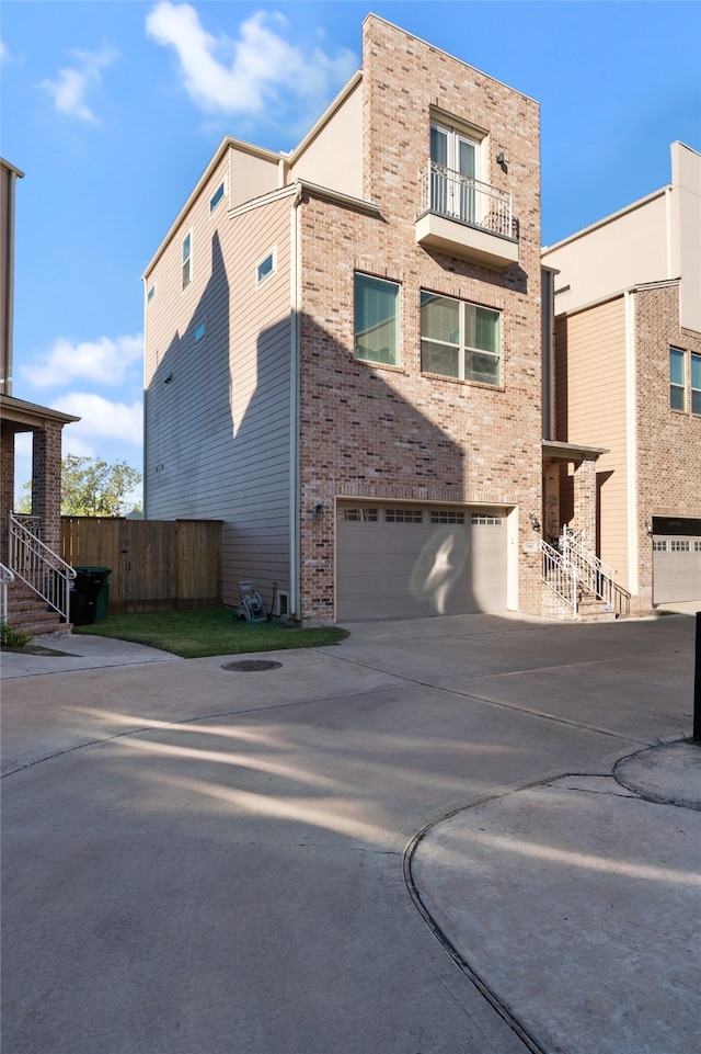 exterior space with a garage