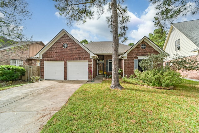 view of front of home with a garage and a front yard