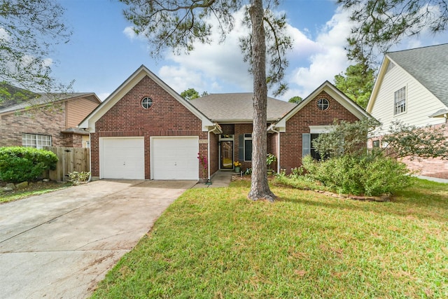 view of front of house with a garage and a front yard