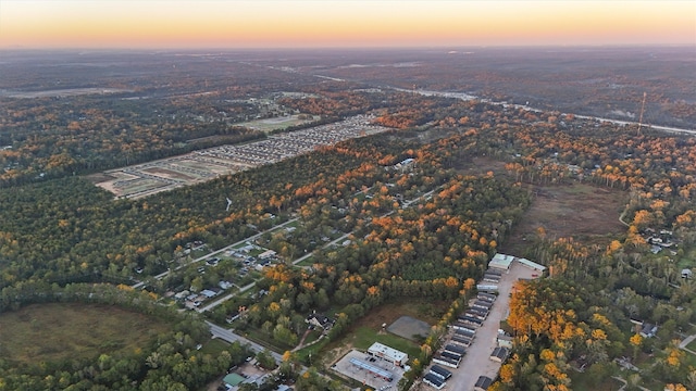 view of aerial view at dusk