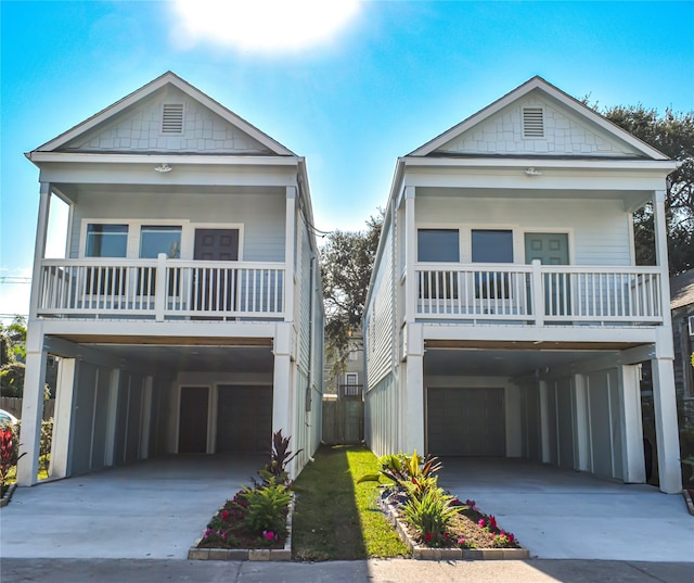 coastal inspired home featuring a carport