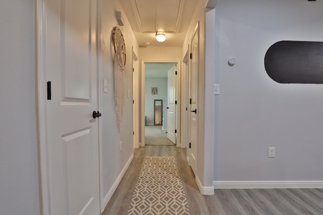 corridor featuring light hardwood / wood-style flooring