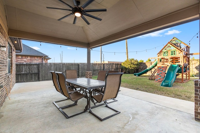 view of patio with a playground