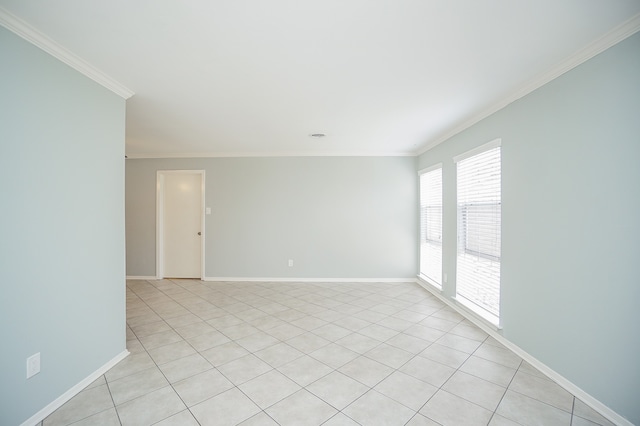 tiled empty room with ornamental molding