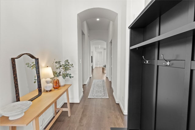 hall featuring wood-type flooring