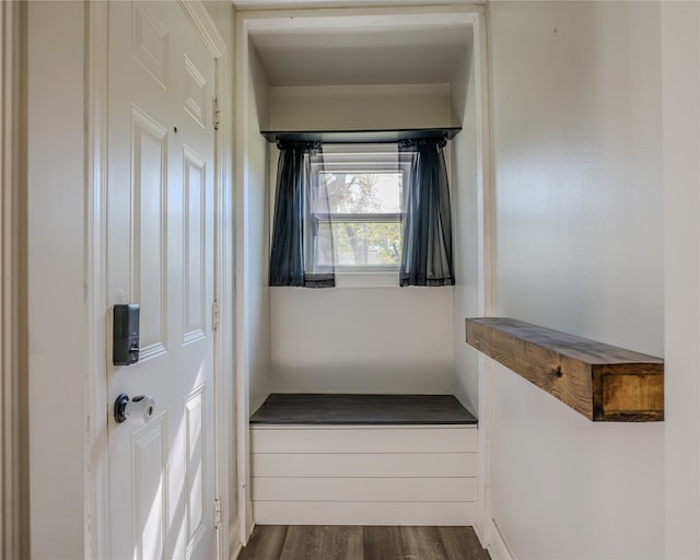 corridor featuring dark hardwood / wood-style flooring