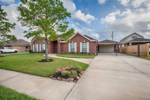 ranch-style home with a front yard